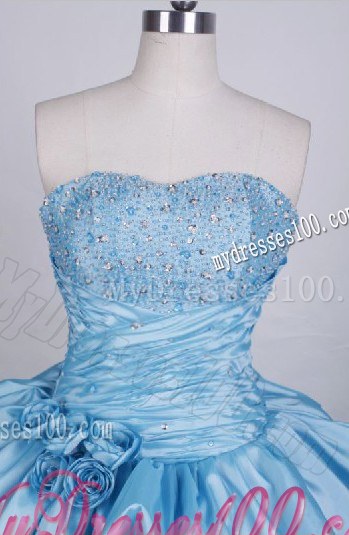 Big Diamond Ruching and Hand Made Flowers Quinceanera Dresses